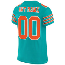 Load image into Gallery viewer, Custom Aqua Orange-White Mesh Authentic Football Jersey