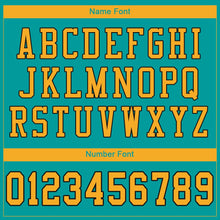 Charger l'image dans la galerie, Custom Aqua Gold-Black Mesh Authentic Football Jersey