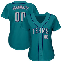 Load image into Gallery viewer, Custom Teal Gray-Navy Authentic Baseball Jersey