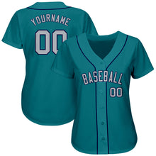 Загрузить изображение в средство просмотра галереи, Custom Teal Gray-Navy Authentic Baseball Jersey