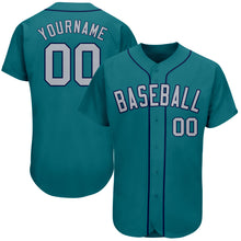 Загрузить изображение в средство просмотра галереи, Custom Teal Gray-Navy Authentic Baseball Jersey