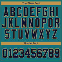 Загрузить изображение в средство просмотра галереи, Custom Teal Navy-Old Gold Authentic Baseball Jersey