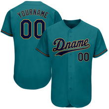 Загрузить изображение в средство просмотра галереи, Custom Teal Navy-Old Gold Authentic Baseball Jersey