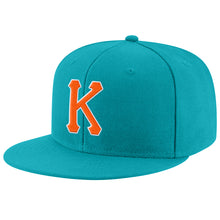 Загрузить изображение в средство просмотра галереи, Custom Aqua Orange-White Stitched Adjustable Snapback Hat