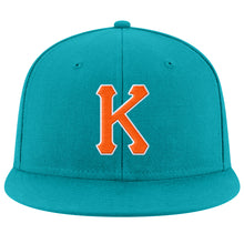 Загрузить изображение в средство просмотра галереи, Custom Aqua Orange-White Stitched Adjustable Snapback Hat