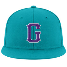 Загрузить изображение в средство просмотра галереи, Custom Aqua Purple-White Stitched Adjustable Snapback Hat