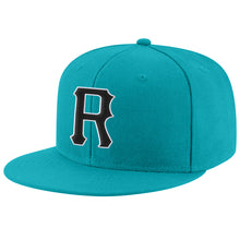Загрузить изображение в средство просмотра галереи, Custom Aqua Black-White Stitched Adjustable Snapback Hat