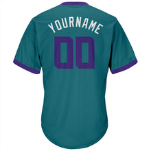 Загрузить изображение в средство просмотра галереи, Custom Aqua Purple-White Authentic Throwback Rib-Knit Baseball Jersey Shirt