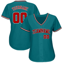 Загрузить изображение в средство просмотра галереи, Custom Teal Red-Black Authentic Baseball Jersey