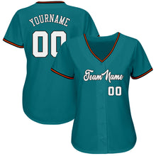 Загрузить изображение в средство просмотра галереи, Custom Teal White-Orange Authentic Baseball Jersey