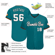 Загрузить изображение в средство просмотра галереи, Custom Teal White-Orange Authentic Baseball Jersey