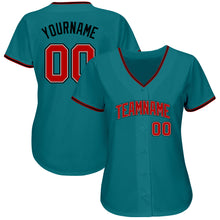 Charger l'image dans la galerie, Custom Teal Red-Black Authentic Baseball Jersey