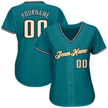 Загрузить изображение в средство просмотра галереи, Custom Teal White-Old Gold Authentic Baseball Jersey