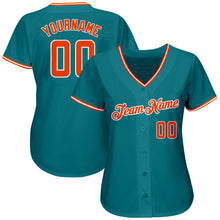 Charger l'image dans la galerie, Custom Teal Orange-White Authentic Baseball Jersey