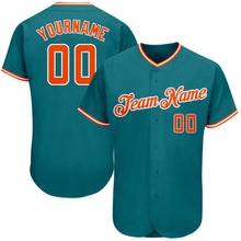 Charger l'image dans la galerie, Custom Teal Orange-White Authentic Baseball Jersey