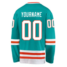 Загрузить изображение в средство просмотра галереи, Custom Aqua White-Orange Hockey Jersey