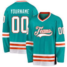 Загрузить изображение в средство просмотра галереи, Custom Aqua White-Orange Hockey Jersey