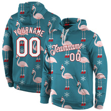 Load image into Gallery viewer, Custom Stitched Aqua White-Red Christmas 3D Sports Pullover Sweatshirt Hoodie