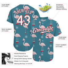 Загрузить изображение в средство просмотра галереи, Custom Teal White-Red Christmas 3D Authentic Baseball Jersey
