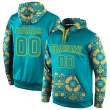 Загрузить изображение в средство просмотра галереи, Custom Stitched Aqua Aqua-Gold 3D Pattern Design Sports Pullover Sweatshirt Hoodie