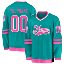 Загрузить изображение в средство просмотра галереи, Custom Aqua Pink-White Hockey Jersey