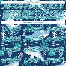 Laden Sie das Bild in den Galerie-Viewer, Custom Teal Teal-White 3D Pattern Design Sharks Authentic Baseball Jersey