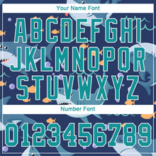 Загрузить изображение в средство просмотра галереи, Custom Teal Teal-White 3D Pattern Design Sharks Authentic Baseball Jersey