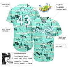 Laden Sie das Bild in den Galerie-Viewer, Custom Teal White-Teal 3D Pattern Design Hawaii Palm Trees Authentic Baseball Jersey