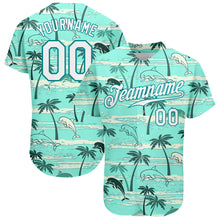 Laden Sie das Bild in den Galerie-Viewer, Custom Teal White-Teal 3D Pattern Design Hawaii Palm Trees Authentic Baseball Jersey