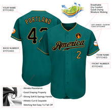 Charger l'image dans la galerie, Custom Teal Black-Old Gold Authentic Baseball Jersey