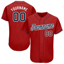 Load image into Gallery viewer, Custom Red Navy-White Baseball Jersey