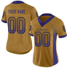 Load image into Gallery viewer, Custom Old Gold Purple-Black Drift Fashion Football Jersey