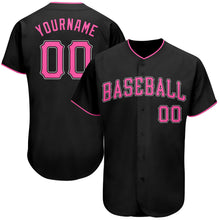 Charger l'image dans la galerie, Custom Black Pink-White Authentic Baseball Jersey