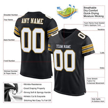 Laden Sie das Bild in den Galerie-Viewer, Custom Black White-Old Gold Mesh Authentic Football Jersey