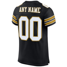 Laden Sie das Bild in den Galerie-Viewer, Custom Black White-Old Gold Mesh Authentic Football Jersey