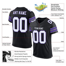 Laden Sie das Bild in den Galerie-Viewer, Custom Black White-Purple Mesh Authentic Football Jersey