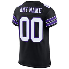 Laden Sie das Bild in den Galerie-Viewer, Custom Black White-Purple Mesh Authentic Football Jersey