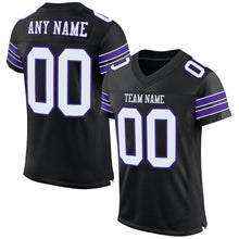 Laden Sie das Bild in den Galerie-Viewer, Custom Black White-Purple Mesh Authentic Football Jersey