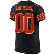 Load image into Gallery viewer, Custom Black Scarlet-Gold Mesh Authentic Football Jersey