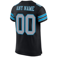 Laden Sie das Bild in den Galerie-Viewer, Custom Black Light Gray-Panther Blue Mesh Authentic Football Jersey