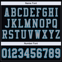 Laden Sie das Bild in den Galerie-Viewer, Custom Black Light Gray-Panther Blue Mesh Authentic Football Jersey