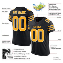 Laden Sie das Bild in den Galerie-Viewer, Custom Black Gold-White Mesh Authentic Football Jersey