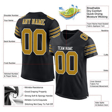 Load image into Gallery viewer, Custom Black Old Gold-White Mesh Authentic Football Jersey