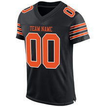 Load image into Gallery viewer, Custom Black Orange-White Mesh Authentic Football Jersey