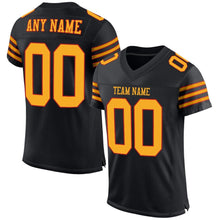 Load image into Gallery viewer, Custom Black Gold-Scarlet Mesh Authentic Football Jersey