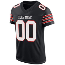 Laden Sie das Bild in den Galerie-Viewer, Custom Black White-Scarlet Mesh Authentic Football Jersey