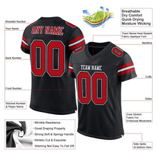 Charger l'image dans la galerie, Custom Black Red-White Mesh Authentic Football Jersey