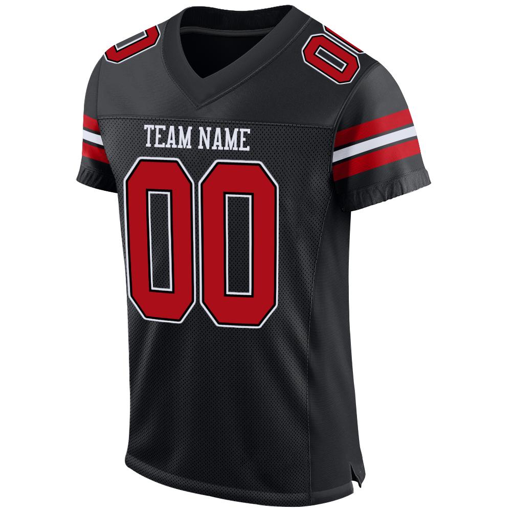Custom Black RedWhite Mesh Authentic Football Jersey CustomJerseysPro
