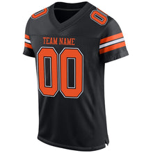 Load image into Gallery viewer, Custom Black Orange-White Mesh Authentic Football Jersey