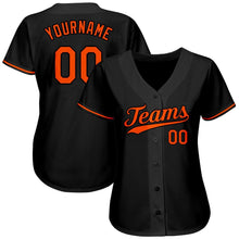 Load image into Gallery viewer, Custom Black Orange Authentic Baseball Jersey